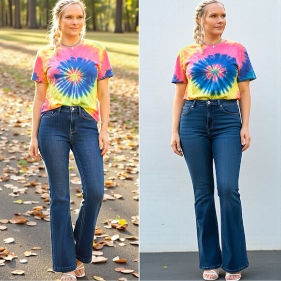 Judy Blue High Rise Angled Side Seam Flare Jeans 13/31 NWT - Picture 4 of 16